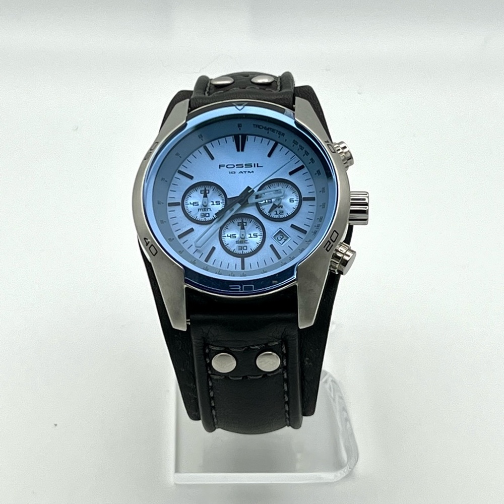 FOSSIL Men’s  Chronograph, Blue, Black and Silver Watch Working